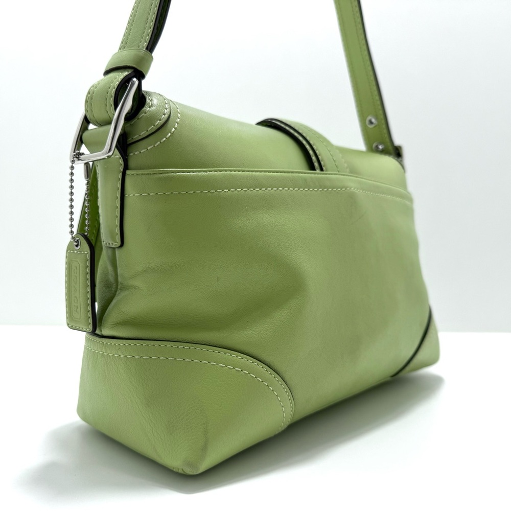 Vintage Coach Buckle Flap Shoulder Bag Soho Pistachio Green Leather F1196 - Picture 5 of 14